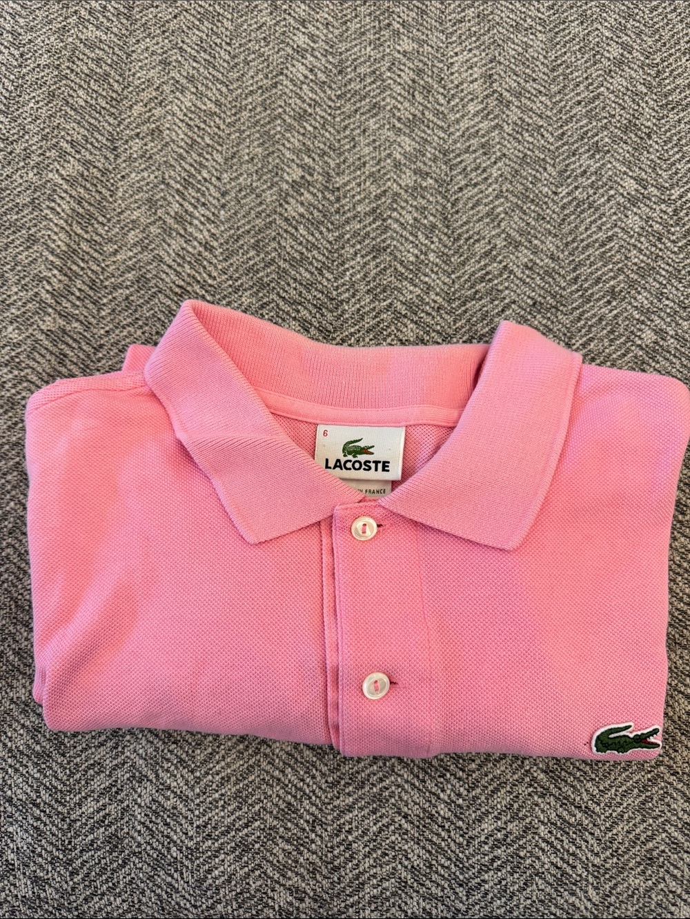 Lacoste Men’s Pink Piqué Polo with Crocodile Logo